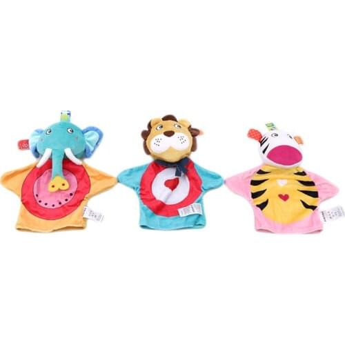 Hot Sale Super Soft Cartoon Animals Appease Towel Doll Baby Hand Puppet Newborn Baby Plush Appease Toy Baby Sleep Toys