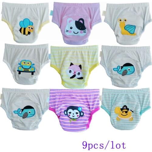 Cute Cartoon Baby Diapers Reusable Nappies Cloth Diaper Washable Infants Children Baby Cotton Training Pants Panties 5 Pcs/Lot