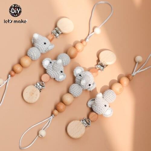 Baby Teether Childens Goods Feeder Pacifier Nipples For Baby 1pc Elephant Nipple Chain Crochet Rodent Wooden Beads Lets Make