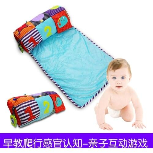 Hot sale 47cm lying pillow game blanket Climb blanket with ring paper colored ribbon very soft educational toys for infant kids