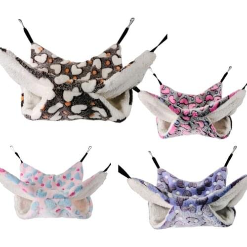 Double Layer Hamster Sugar Glider Hammock Soft Plush Squirrel Small Pet Cage Sleeping Bed Winter Warm Swing Nest for Parrot C42