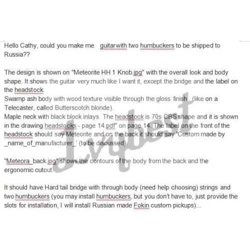 Electric guitar customized body and headstock shape, customer send his own parts,we install here,ash wood body and maple neck