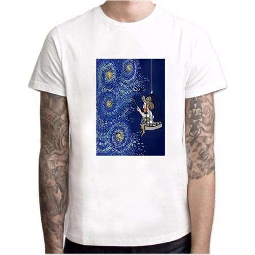 T Shirt Mens Tops Van Gogh Starry Sky Oil Painting Tees Harajuku Fashion Tshirt Male Clothing Oversized Summer O-neck T-shirt