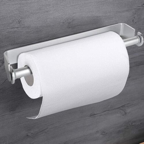 Hot Self Adhesive & Wall Mount Paper Towel Holder & Dispenser,Kitchen Tissue Towel Holder Stand Under Cabinet-Silver