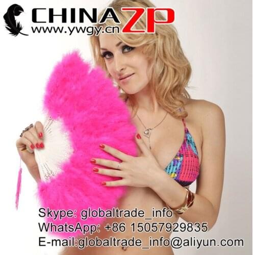 CHINAZP Factory Top Quality Dyed Hot Pink Marabou Feather Hand Fan for Masquerade