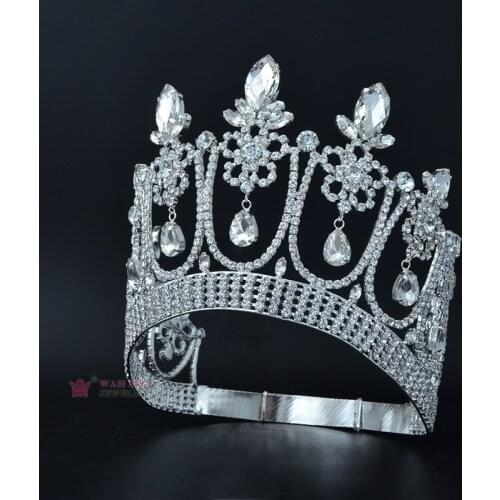 Crowns Tiaras Rhinestone Crystal Beauty Pageant Contest Crown Weddings Events Bridal Hair Accessories Dangle Drop Mo032