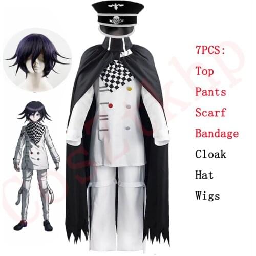 7pcs Anime Danganronpa V3 Killing Harmony Kokichi Ouma Cosplay Costume With Wig Cloak Cosplay Outfit Full Set Halloween Party