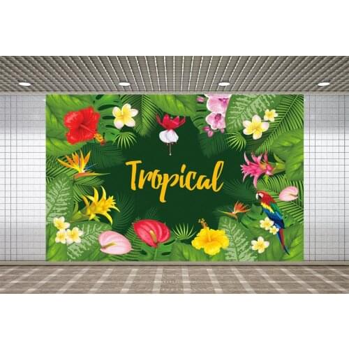 Lyavshi sdci Tropical Palms Tree Leaves Flower Birthday Photography Backgrounds Custom Photographic Backdrop Photo Studio Props