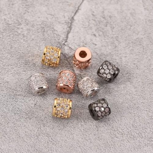 Micro Pave CZ Beads Brass Metal Charms DIY for Bracelet Accessories