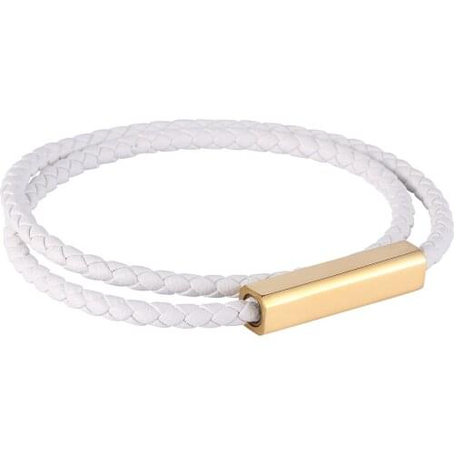 Multilayer Leather Bracelet Women Men Fashion White Braided Handmade Rope Wrap Bracelets & Bangles Gift BB0602