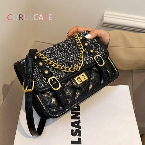 Fashion womens shoulder bag luxury designer Rhomboid embroidered thread messenger bag PU leather chain female small square bag