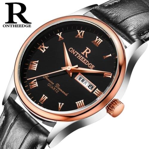Top Brand Men Watches Fashion Automatic Date Quartz Watch Men Gold Leather Business Mens Watch Luxury Clock Relogio Masculino