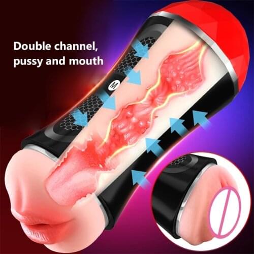 Male Masturbator Cup Real Vagina for Men Deep Throat Pussy Mouth Double Adult Endurance Exercise Sex Toys for Man