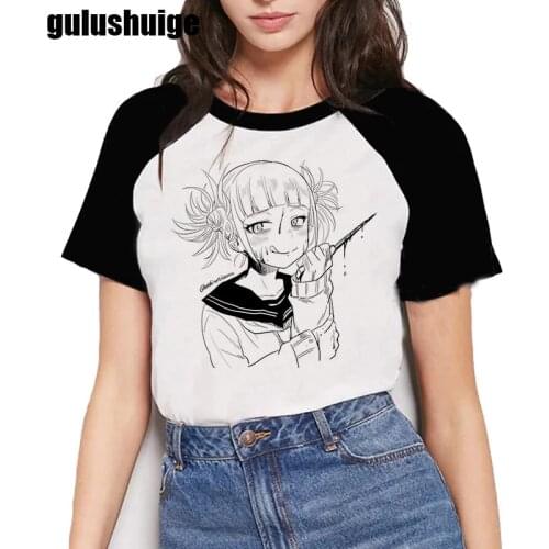 New Ahegao Harajuku Graphic T Shirt Women My Hero Academia Anime Senpai T-shirt Hentai Himiko Toga Tshirt Graphic Top Tee Female