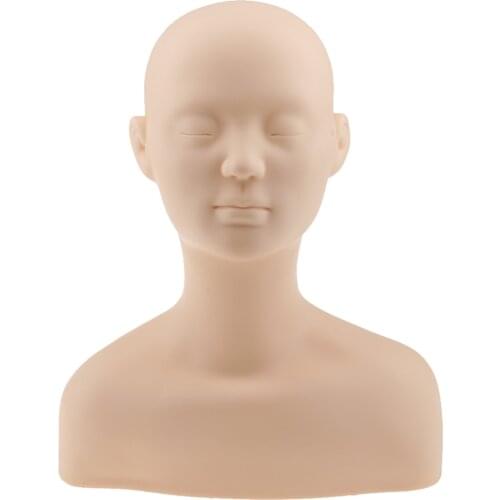New Soft Silicone Mannequin Manikin Head with Shoulder Bone Face Body Massage Training Eyelash Extension Make Up Practice Model