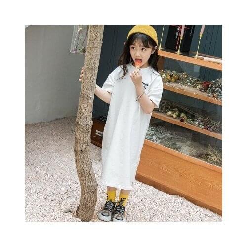 3-10 Years Kids Dresses For Girls Fashion Korean Casual Short Sleeve Long Dress Kids Clothing Toddler Baby Clothes Summer 2019