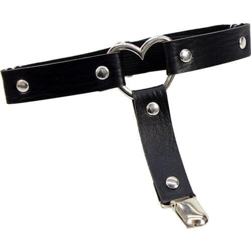 Female Heart Bow PU Leather Harness Body Bondage Sexy Women Harness Underwear High Waist Suspenders Punk For Women Garter Belt