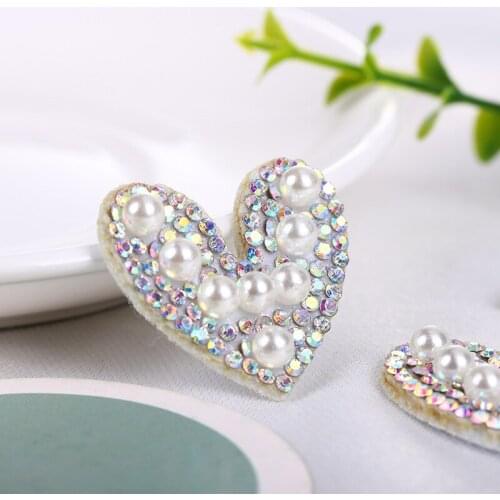 Prajna Cute LOVE Heart Rhinestone Applique Sew on Patch for Clothing Dress Patches beaded applique sweater applique Clothing
