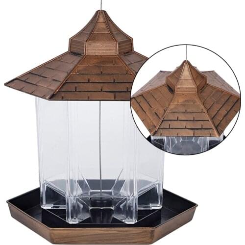 1PC Plastic Bird Feeders Hanging Type Outdoor Pet Bird Seed Food Feeder Tree Garden Snack Bucket Holder Bird Feeder Feed Station