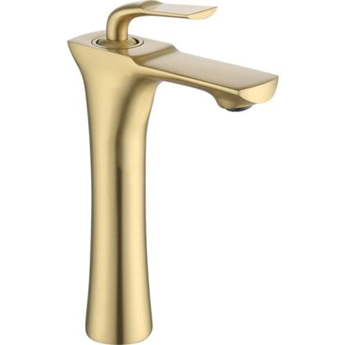 Basin Faucet Brush Gold Brass Bathroom Sink Faucet Single Handle Hole Deck Vintage Wash Hot and Cold Mixer Tap Crane