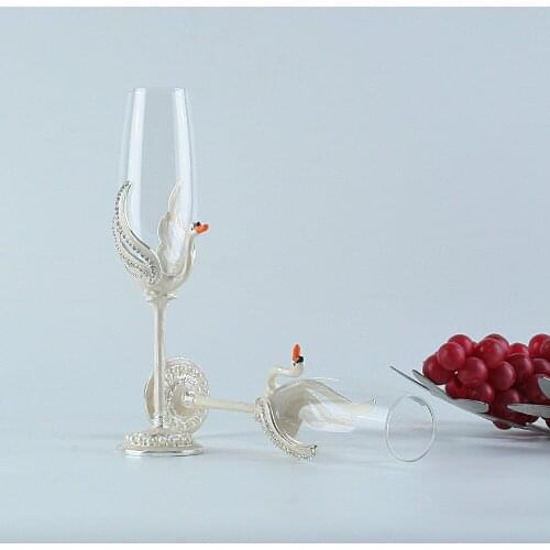 Wedding Gift Swan Champagne Cup Red Wine Glass Enamel Goblet Couple Cup creative gifts Cup 2 Pack
