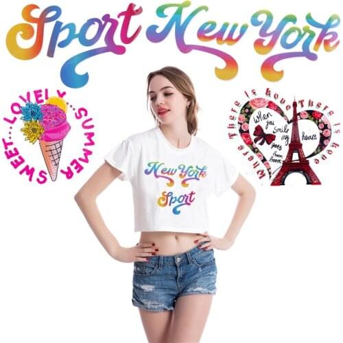 DIY Iron on Transfer Letter Patches for Clothing Vinyl Heat Transfer Thermal Stickers on Clothes Kids Fashion Girls Appliques