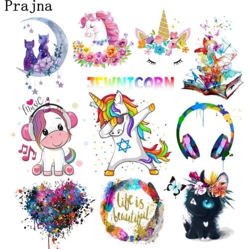 Butterfly Unicorn Cat Heat Thermal Transfer For Clothes Applique Cartoon Animal Iron On Transfer Patches For Clothing Stickers