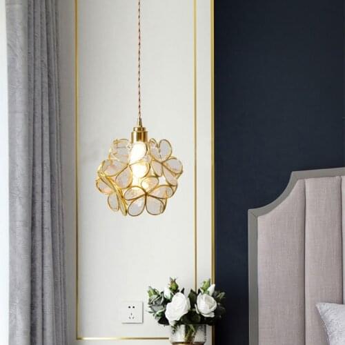 Japanese Flower Pendant Lights Glass Dining Hanging Lighting Fixtures Modern Design Decoration Led Pendant Lamp Bedside Balcony