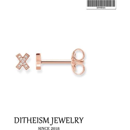 Rose Gold X Sharp Stud Earrings, 2018 New Zirconia Simple Fashion Jewelry 925 Sterling Silver Trendy Gift For Women Lover