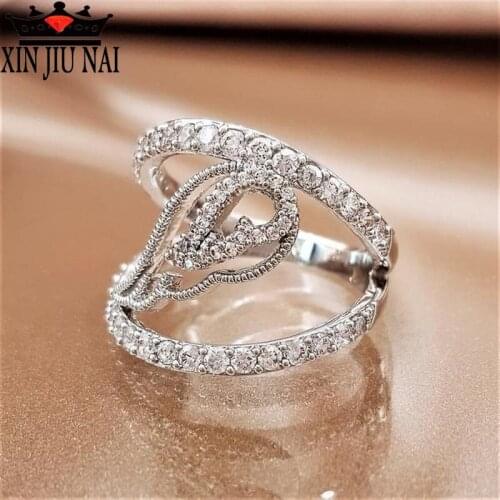 Hollow design "Angel Wing" double glamour ring elegant lady exclusive casual sports jewelry anniversary gift women / girl ring