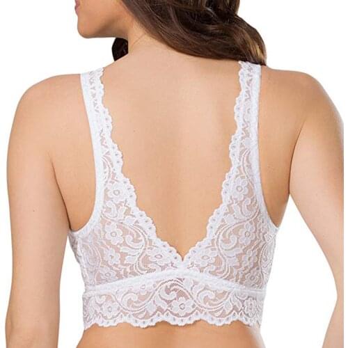 New Women Push Up Bralette Vest Crop Wire Free Bra Lingerie Sexy V-Neck Underwear S-3XL Female Fashion Lace Sports Sleep Bustier