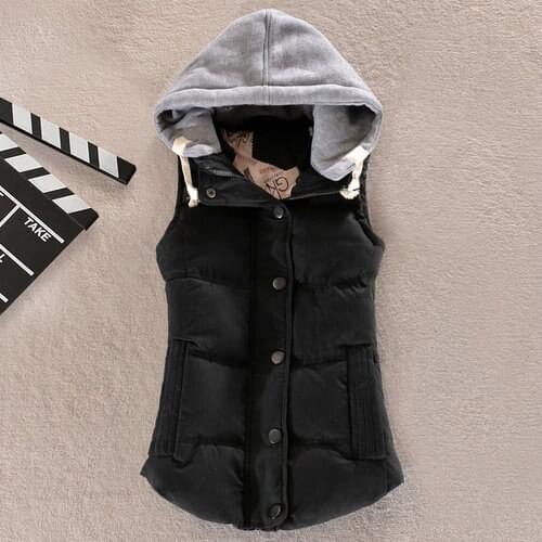 Plus Size 6XL Women Cotton Vest Hooded Winter Sleeveless Coat Ladies Gilet Colete Feminino Casual Pocket Waistcoat Female Jacket