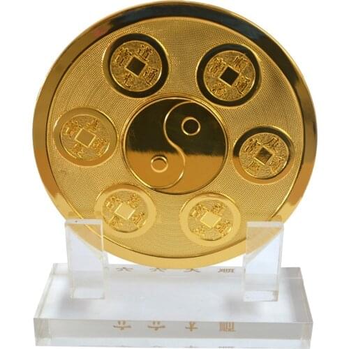 Fengshui 6 Heaven Gold Coins with Celestial Dragon Plaque Wealth & Luck Enhancer W Free Red String Bracelet G1858