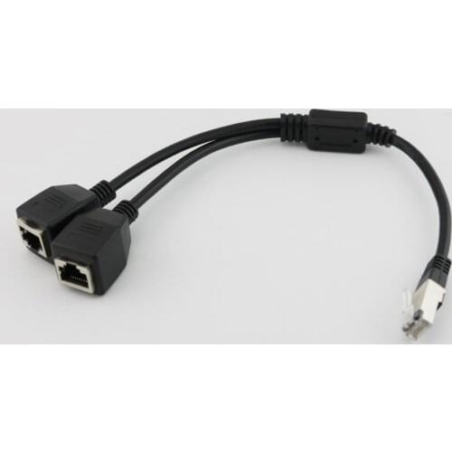 1pcs RJ45 1 Male to 2x Female Port Ethernet LAN Network Adapter Splitter Extension Connector Cable 30cm