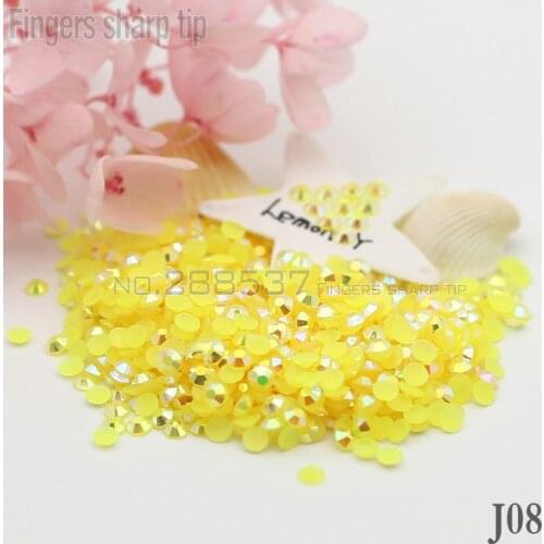 2017 Fingers Sharp Tip 1000pcs 3mm Milk Jelly beads nail art new Yellow AB flat nail DIY mobile shell decorative diamond J08