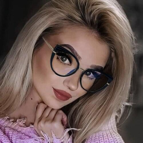 2021 Fashion Sexy Cat Eye Anti-blue Glasses Frame Women Vintage Comfortable Optical Eyeglasses Female Spectacles Oculos Feminino