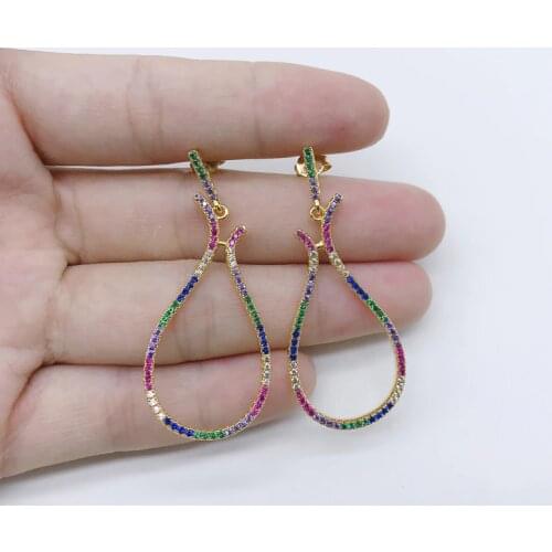 5pairs/lot The Rainbow Series Top Quality Plated Drop Earrings Gold Color Jewelry 2019