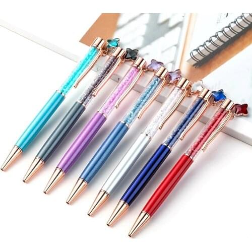500pcs/lot Fashion Creative Design Crystal Ball Pen Gold Gravel Ballpoint Pen Office Stationery Gifts for Friends Learn Supplies