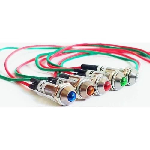 8mm metal Indicator lights waterproof Signal lamp with wire 12V 24V 220v power signal lamp LED indication mini indicator light