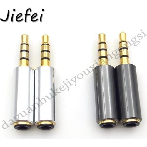 2pcs Gold 3.5mm to 3.5mm TRRS 4 Conductor Male/Female Port Extender Shielded Adapter 3.5 mm OMTP to 3.5 mm CTIA Converter