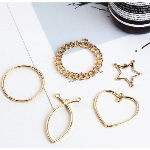 Ritoule DIY alloy jewelry accessories Korea star ring circle earrings earrings simple overlapping material Pendant