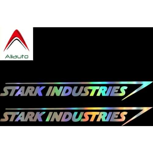Aliauto 2 X Fashion Laser Car Sticker Stark Industries Automobiles Motorcycles Styling Waterproof JDM Vinyl Decal,20cm*3cm