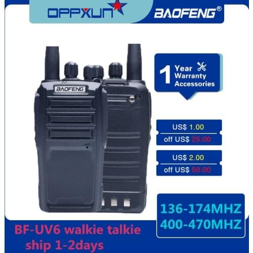 BaoFeng UV-6 Walkie Talkie 8W Dual Band VHF UHF 136-174/400-470MHz Ham Two Way CB Radio VOX FM Professional BF-UV6 Walkie-talkie