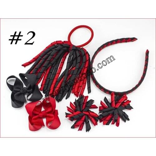 Free shipping 20set korker pony streamer with woven headbands and korker hair clips and boutique hair bows for girl hair access