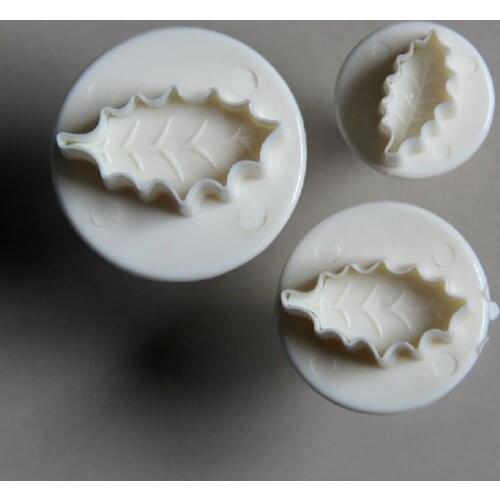 Free Shipping Plastic 3pcs Cherry Leaves Plunger Cutters Cake Fondant Molds Set