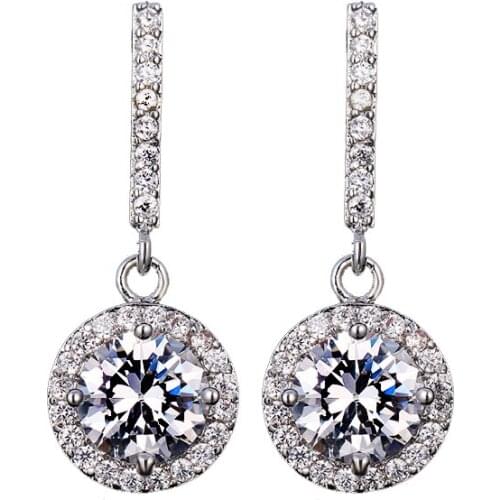 Bettyue Brand Charm Luxury Crystal Fashion Design White Cubic Zircon Round Jewelry Stud Earrings For Women Wedding Party Gift