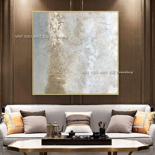 Large-size 100% Hand-painted Oil Painting Gold Foil Craft Brilliant Mural Modern Canvas Curtain Wall Decorative Art