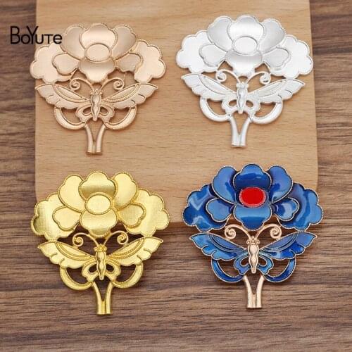 BoYuTe (10 Pieces/Lot) 50*49MM Alloy Flower Butterfly Materials DIY Jewelry Accessories for Ancient Palace Hair Jewelry Making