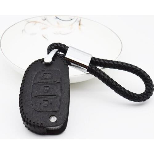 For Hyundai Solaris Creta I10 I20 I30 I40 IX25 IX35 Getz Elantra 2017 Real Leather Car Key Cover Case Key Ring Protection Bag