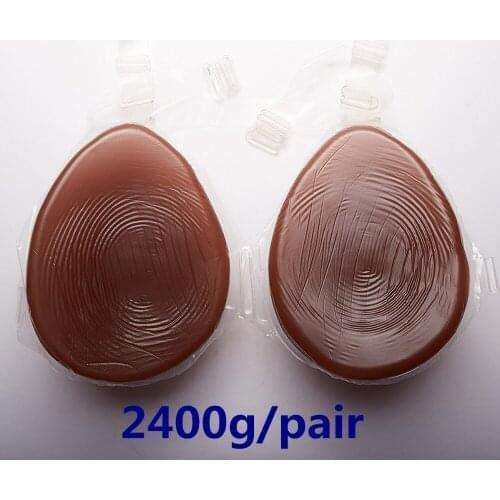 Black Silicone Breast 2400g/pair Realistic Breast Forms Artificial Fake Breast Crossdresser Boobs